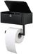 Bath & Shower Wc Rolhouder met Opbergdoos - Toiletrolhouder Zwart zonder Boren - Wc Papier Houder met Plankje - Wandmontage - 20,5 x 13 x 14 cm