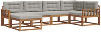 vidaXL Hoek loungeset 6-delig Acacia Hout Naturel en Lichtgrijs