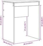 vidaXL Bureau Zwart Eiken 105,5 x 34 x 127 cm
