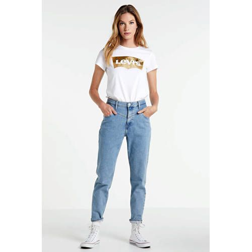 Levi's T-shirt met logo wit/goud