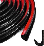 Merkloos 5 Meter J-vormige RV Regengoot van rubber met zelfklevend plakband voor eenvoudige installatie - Zwart