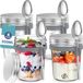Equivera Pot à avoine de nuit - Tasse à muesli - Pot Mason - Flocons d'avoine - Set - Argent