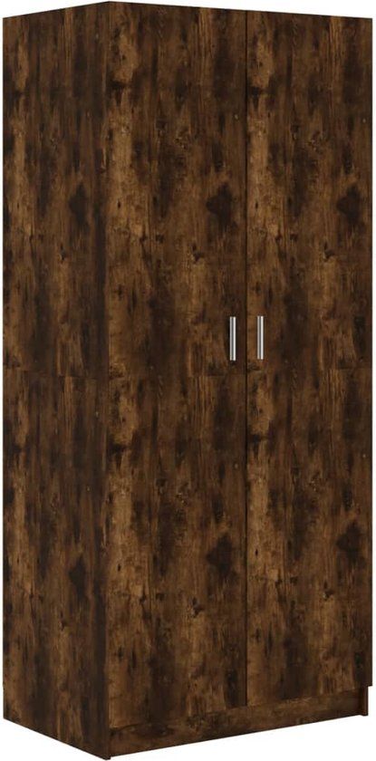vidaXL Kledingkast - Bewerkt Hout - Gerookt Eikenkleurig - 80x52x180 cm