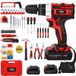 Perceuse-visseuse à percussion sans fil 2 batteries 21 V, kit d'outils, mallette