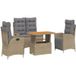 Prolenta Maison Exclusive - Ensemble de salle à manger de jardin 4 pièces avec coussins en polyrotin beige