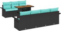 vidaXL Tuinbank Set 8-delig Zwart Poly-rattan