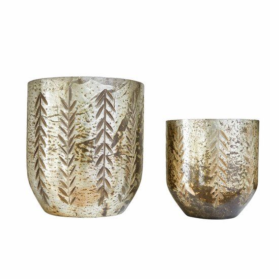 Loberon Windlicht set van 2 Filorex zilverkleurig