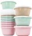 Boîtes de conservation - Set de 12 pièces - Marron, vert, rose - Plastique - Sans BPA - Rond - Couvercle séparé - Lavable au lave-vaisselle - 250 ml