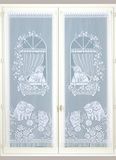 Homemaison vitrage, recht, met franjes, polyester, wit, 220 x 60 cm