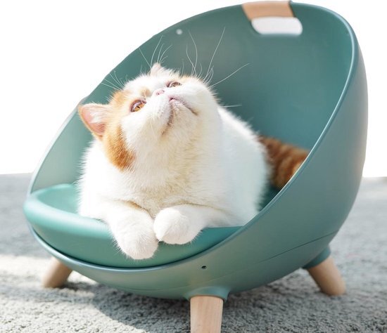 m&s Duku Cat Nest - 4 in 1 Kattenmand – Verkrijgbaar in Wit en Mosgroen - Comfortabel Kattenbed – Esthetisch ontwerp – Design Kattenmeubel voor 2 Katten - Mosgroen groen