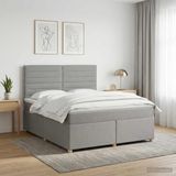 vidaXL Lit boxspring avec matelas Gris clair 160 x 200 cm Tissu