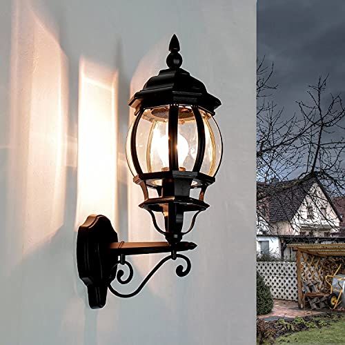 Licht-Erlebnisse Brest Rustieke wandlamp, vintage, landhuis, aluminium, glas, weerbestendig, E27, buitenlamp, balkon, huis, tuin