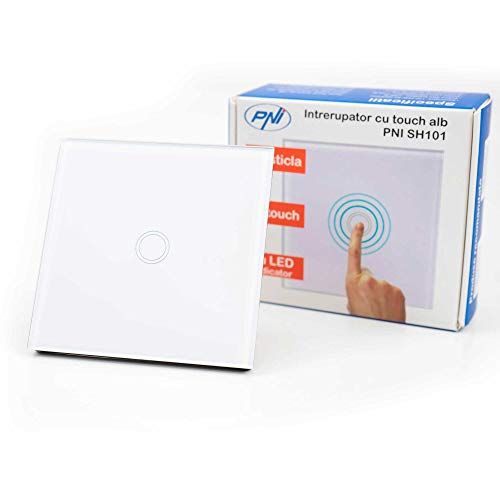 Touch-schakelaar PNI SH101 glazen aanraakschakelaar, wit met led-indicator
