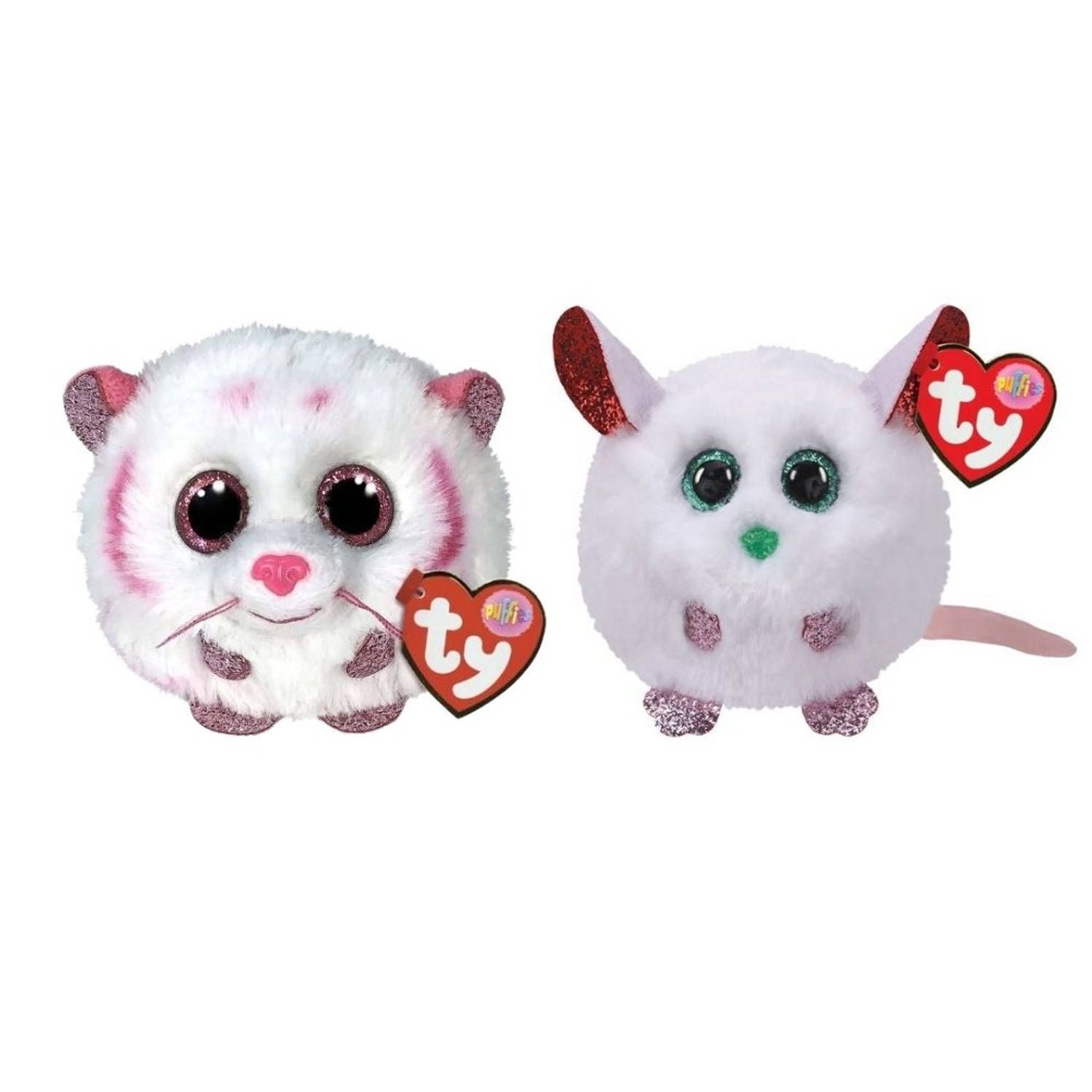TY - Knuffel - Teeny Puffies - Tabor Tiger & Christmas Mouse