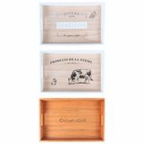 Set van 3 dienbladen, rechthoekig, 45 x 30 cm, van paulownia-hout en populierenmultiplex, met opschrift