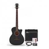 Gear4music Elektro-akoestische Basgitaar, Zwart + 35W Versterkerpakket