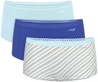 Sloggi Women GO Crush Short (3-pack) - dames boxer - lichtblauw - kobaltblauw en blauw - wit en geel gestreept