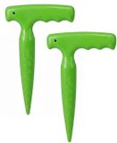 Pro Garden Planter pour semis - 2x - plantoir avec poignée - vert - PP - 11 x 18 cm