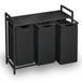 Goliving Wassorteerder – Wasmand met 3 vakken – Wasbox – Oxfort textiel/Metaal/Hout – 3 x 38 Liter – 33 x 92.5 x 71 cm – Zwart