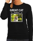 Bellatio Decorations Great Cat Mowoments Dieren foto sweater rode kat - zwart - dames - cadeau trui katten liefhebber M