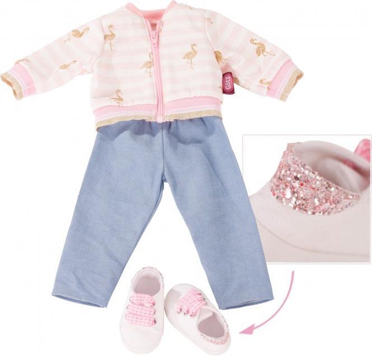 Gotz Götz poppenkleding compleet set flamingo voor sta poppen van 45-50cm - Roze