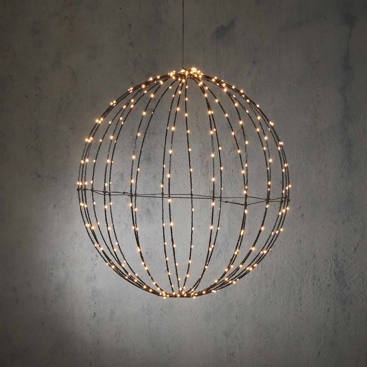 Luca lighting Kerstverlichting Bal met Warm Witte LED Lampjes - Ø50 cm - Zwart