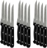 Urban Living Steakmessen - 12x - kartelrand - RVS - zwart handvat - 28 cm