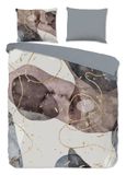 Good Morning dekbedovertrek moderne print - Lits jumeaux 240x200/220 cm - Grijs - 100% Katoen renforcé