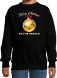 Bellatio Decorations Kersttrui/Sweater voor Kinderen - Merry Christmas - Wereld - Zwart - 98/104