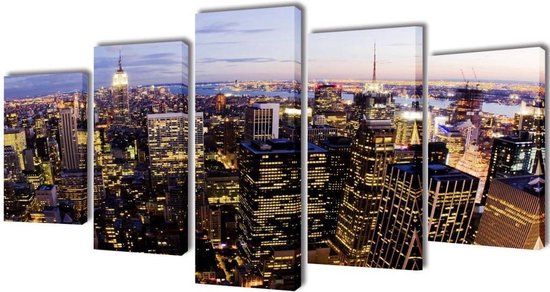 vidaXL Canvas muurdruk set Horizon New York skyline 200 x 100 cm