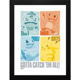 GB Eye Pokemon Framed Print - Pikachu & Kanto Starters