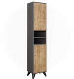 Vicco Leano Badkamermeubel – 38 x 180 cm met 2 deuren Antraciet/berg eik