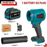 StarTech Accu-loofblazer - Elektrische turboblazer - 4000 W - Borstelloze motor - 300.000 tpm - 400 m/s - 1 accu, EU-stekker - Blaskracht 2 kg - Set van 2