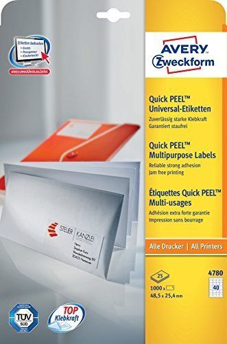 Avery Universele Etiketten - wit - 48,5 x 25,4 mm - permanent klevend