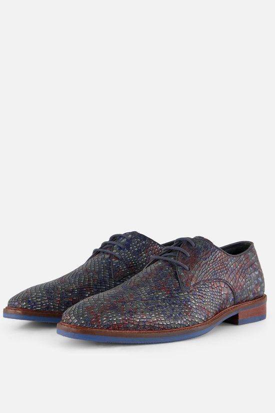 Vertice Blauwe Leren Veterschoenen - Maat 45