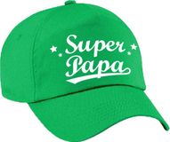 Bellatio Decorations Super papa vaderdag cadeau pet - baseball cap - groen - voor heren - kado voor vaders