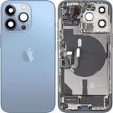 Apple iPhone 13 Pro Battery Cover, with Mid Frame, Complete Parts, Blue (Sierra Blue), Premium Swap
