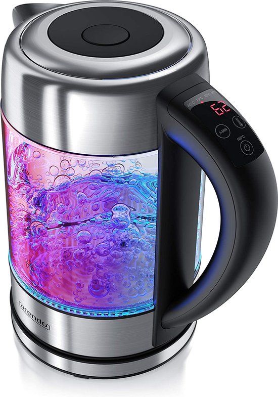 Arendo - Elektrische glazen waterkoker - 1.7 liter - 5 temperaturen - LED - RVS - BPA-vrij