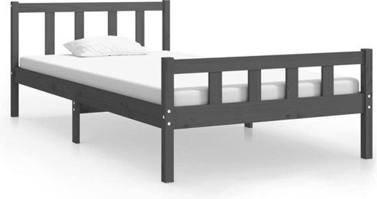 vidaXL Bedframe massief hout grijs 100x200 cm