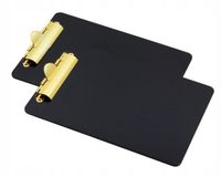 Merkloos Zwart Houten Clipboard A5 met Gouden Klem - Set van 2