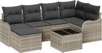 vidaXL Banc de jardin gris clair polyrattan 7 pièces