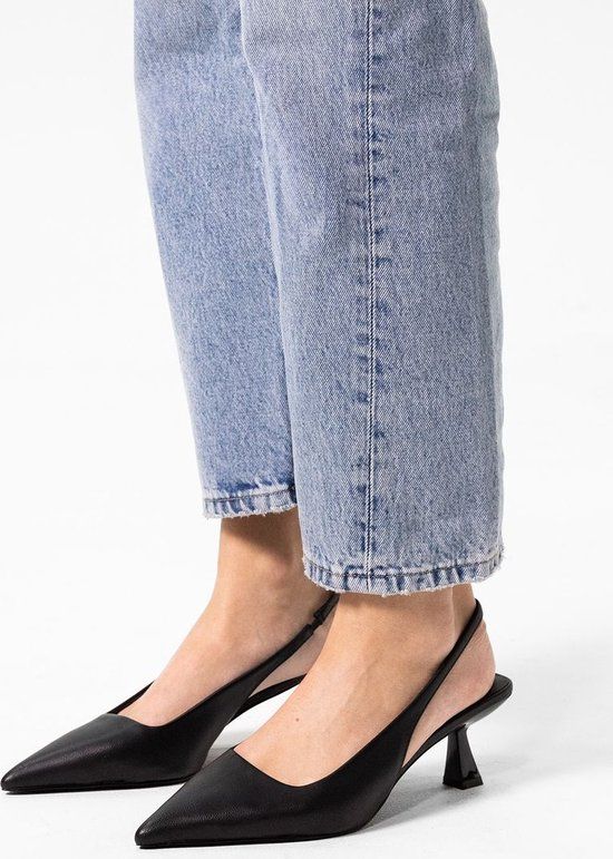 Sacha - Dames - Zwarte leren slingback pumps - Maat 40