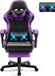 Soontrans Fauteuil de jeu avec fonction de massage et repose-pieds - Fauteuil ergonomique avec appui-tête et coussin lombaire pour joueurs et streamers (lilas)