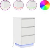vidaXL Nachtkastje met LED-verlichting 38x34x65 cm wit