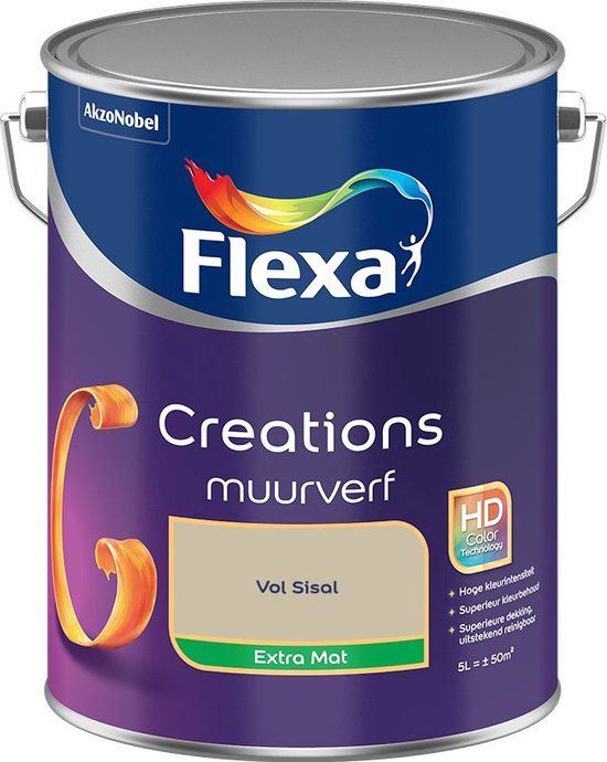 FLEXA Creations Muurverf - Extra Mat - Vol Sisal - 5 liter