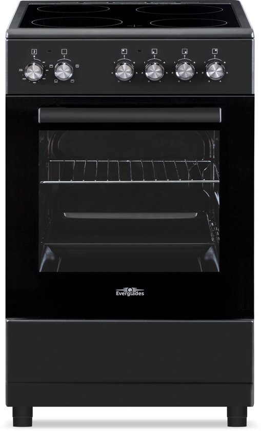 Everglades EVCK5120 - 50cm Keramisch Fornuis - Mat Zwart - 48 Liter - 2 Fasen - 5 Jaar Garantie