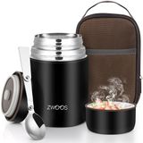 ZWOOS Thermos Voedselcontainer met Lepel - Vacuüm Geïsoleerde Thermosbeker Van Roestvrij Staal - Lekvrije - 12 Uur Warm - 12 Uur Koud - Voedsel Container voor Soep - Noodles - Babyvoeding - Yoghurt - 800ml
