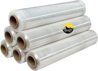 KURTT Stretchfolie - Wikkelfolie - Handrollen 6 stuks 23 micron, 50 cm x 300m - Eenzijdig Klevend en Transparant
