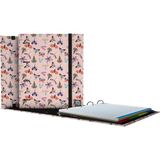 Grafoplás Ordner met 4 ringen, A4, Butterfly Bits&Bobs Pop Up Desing, inclusief 5 x 5 geruite rand, 90 g, tabbladen, transparante omslag, ergonomische gebogen rug, map