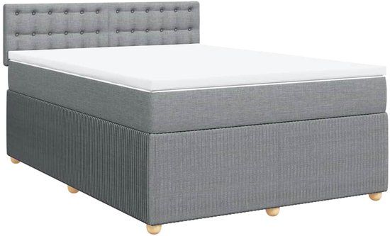 vidaXL Boxspring met matras Lichtgrijs Stof 160x200 cm